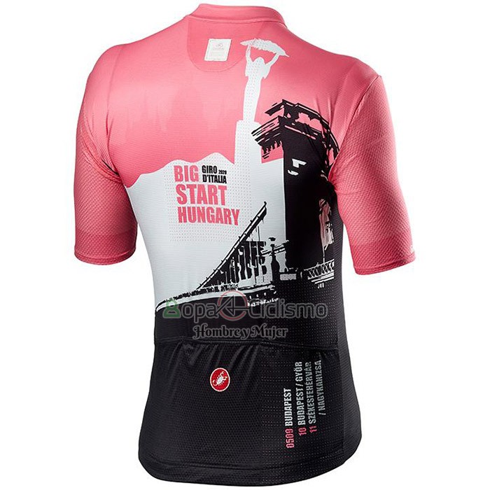 Giro d'Italia Ropa Ciclismo Culotte Corto 2020 Hombre Mangas Cortas Blanco Negro Rosa